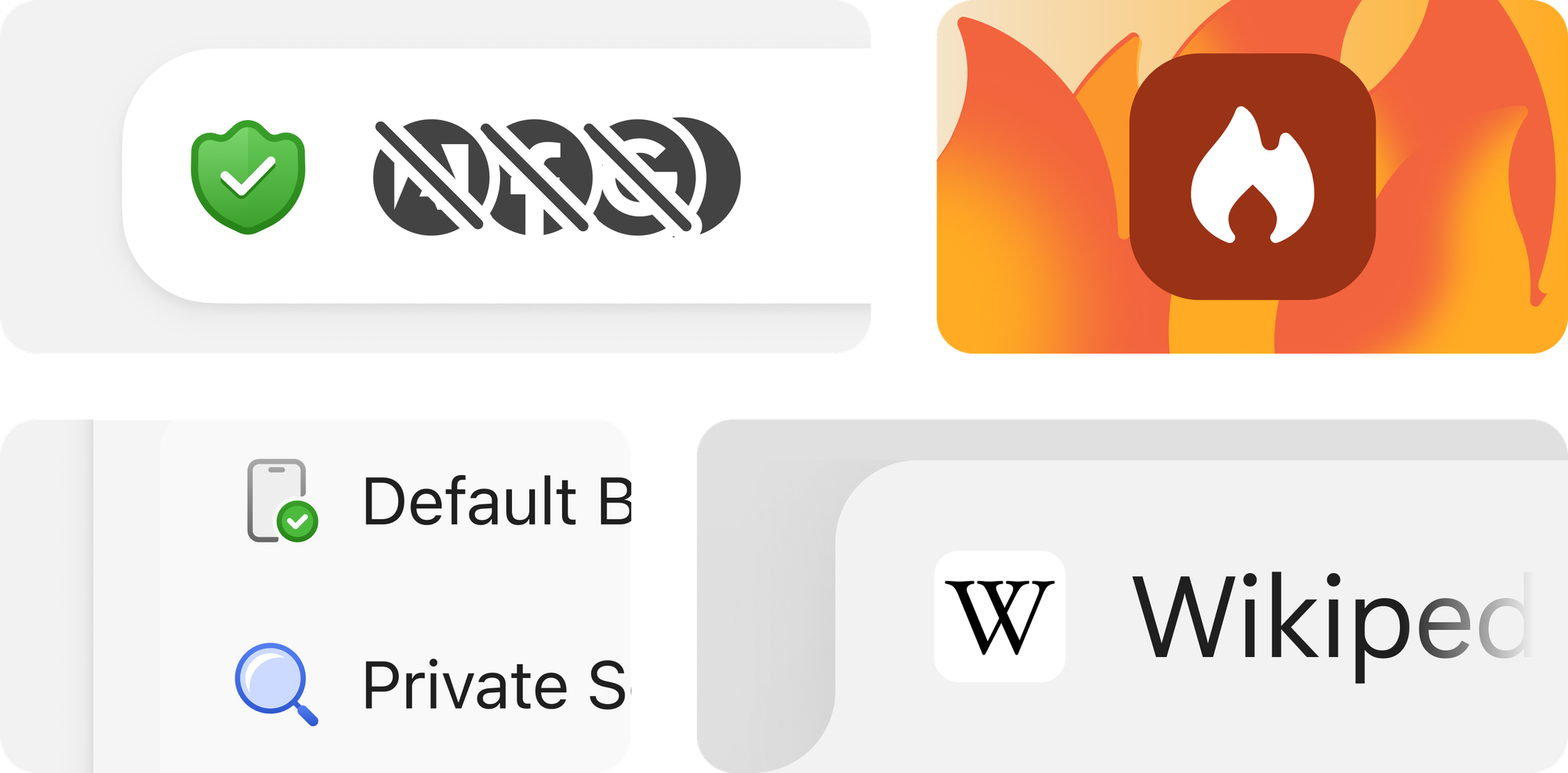 Closeups of the new icons and rounded shapes in the browser